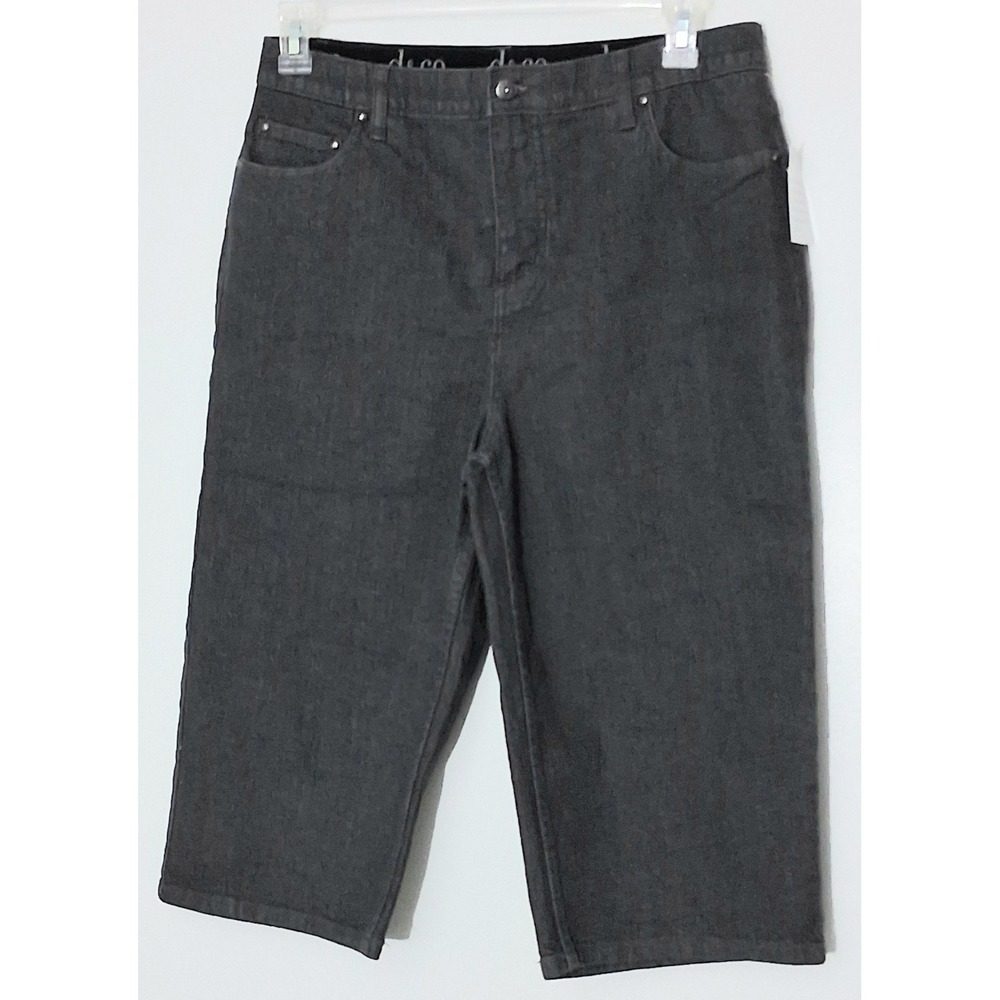 Denim & Co Denim Capri Pedal Pushers Women's Size 12 Charcoal Black Zip Up‎ NEW